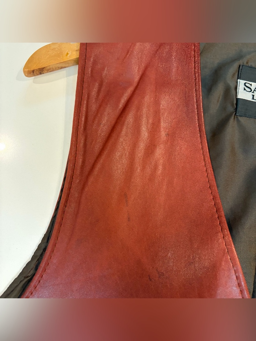SAMBER 100% LEATHER RUST VEST 70s - Picture 5 of 16
